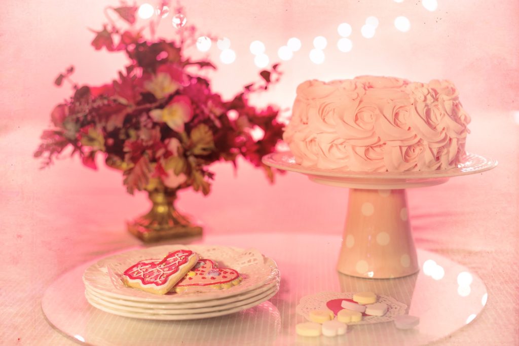 ケーキ　ピンク　花　クッキー